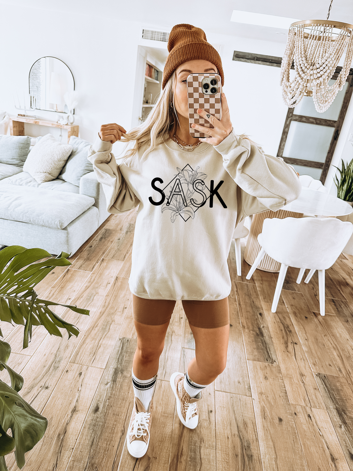 SASK Diamond Line Art Unisex Crewneck | Prairie Apparel | Sask Clothing