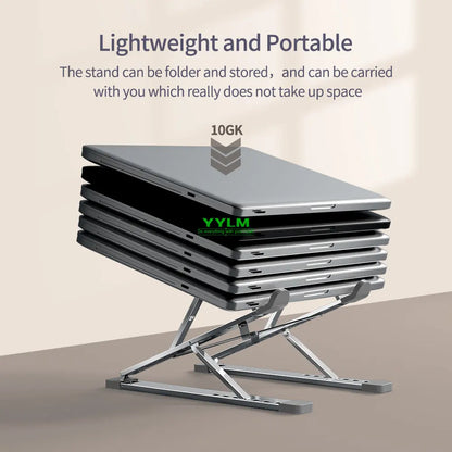YYLM Aluminum Laptop Stand — Portable Foldable Cooling Riser for MacBook & Notebooks