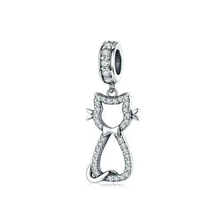 925 Sterling Silver Clear 5A Crystal Collection Family Heart X-Shape Charm Beads for Charm Bracelet & Necklace Pendant