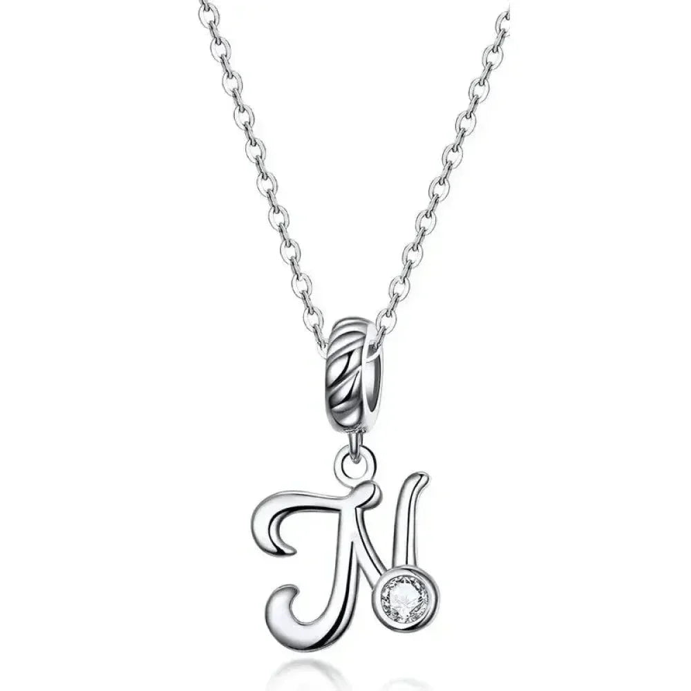 Chic And Timeless 925 Sterling Silver Initial Pendant Necklace | Platinum Plated Vintage Letter A To Z | Women'S Fine Jewelry