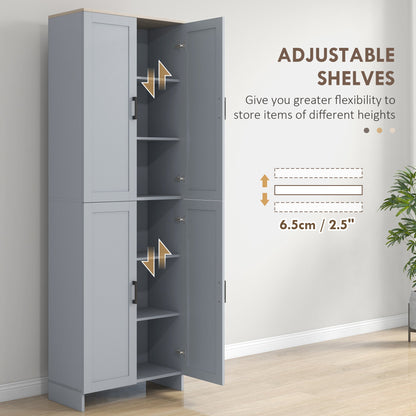 67" 4-Door Kitchen Pantry Cabinet, Freestanding Storage Cabinet Cupboard with Adjustable Shelves, Black