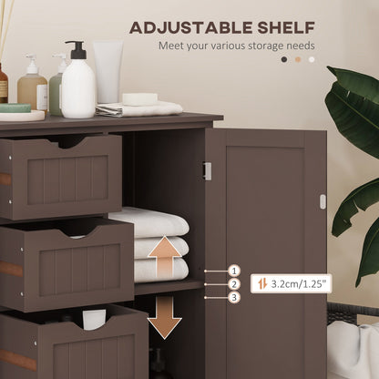 Bathroom Storage Cabinet, Floor Cabinet with Adjustable Shelf and 4 Drawers, Side Cabinet for Washroom, White