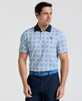 Cocktail Windowpane Print Golf Polo