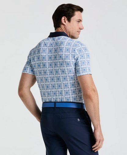 Cocktail Windowpane Print Golf Polo