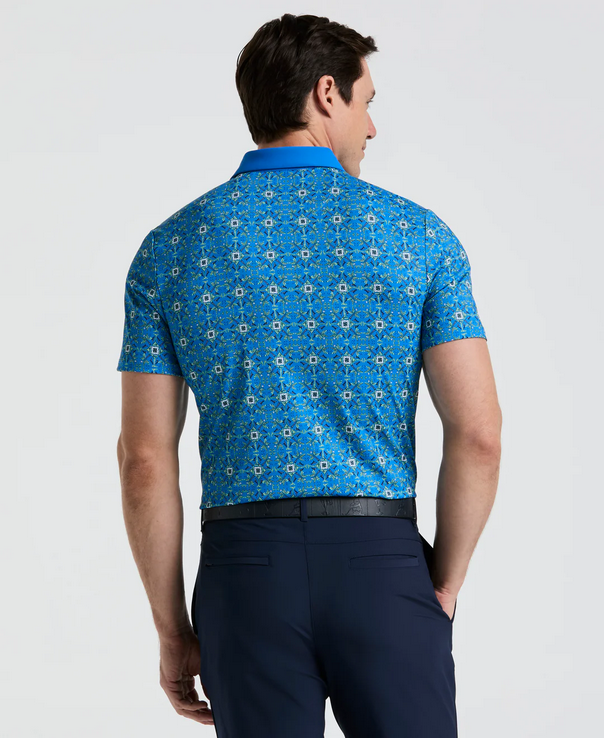 Cocktail Windowpane Print Golf Polo