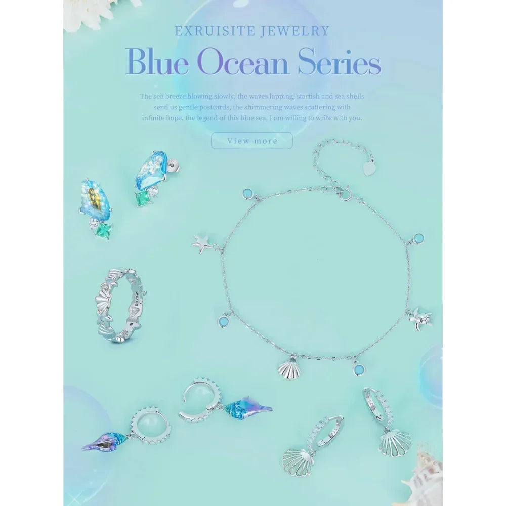 925 Sterling Silver Seastar And Shell Pendant Anklet | Simple Chain Foot Jewelry For Women | Platinum Plated Summer Jewelry