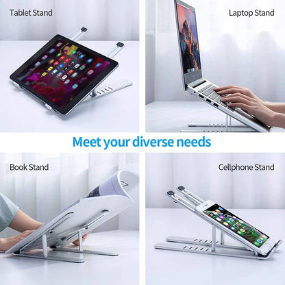 Aluminum Alloy Laptop Stand — Adjustable, Foldable & Non-Slip Cooling Holder