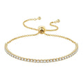 Sterling Silver CZ Tennis Bracelet – 14K Gold Plated Adjustable
