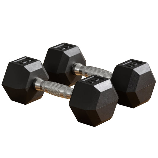 2 x 10lbs Rubber Dumbbells Weight Set, Dumbbell Hand Weight for Body Fitness Training for Home Office Gym, Black