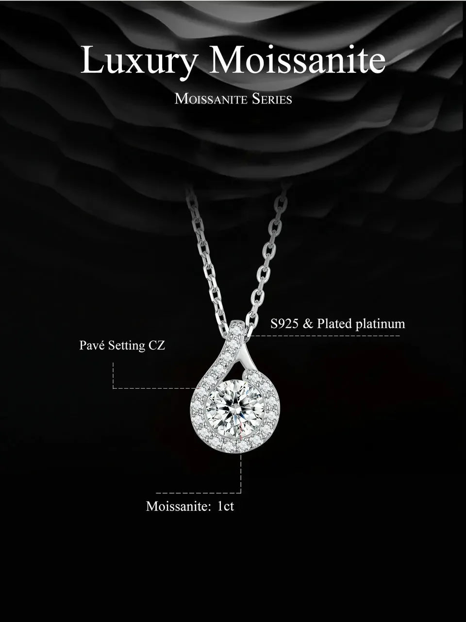 Dazzling 1ct Moissanite Sterling Silver Pendant Necklace