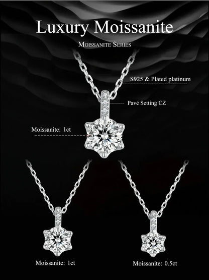 Glamorous Gem 1ct Moissanite Sterling Silver Pendant Necklace