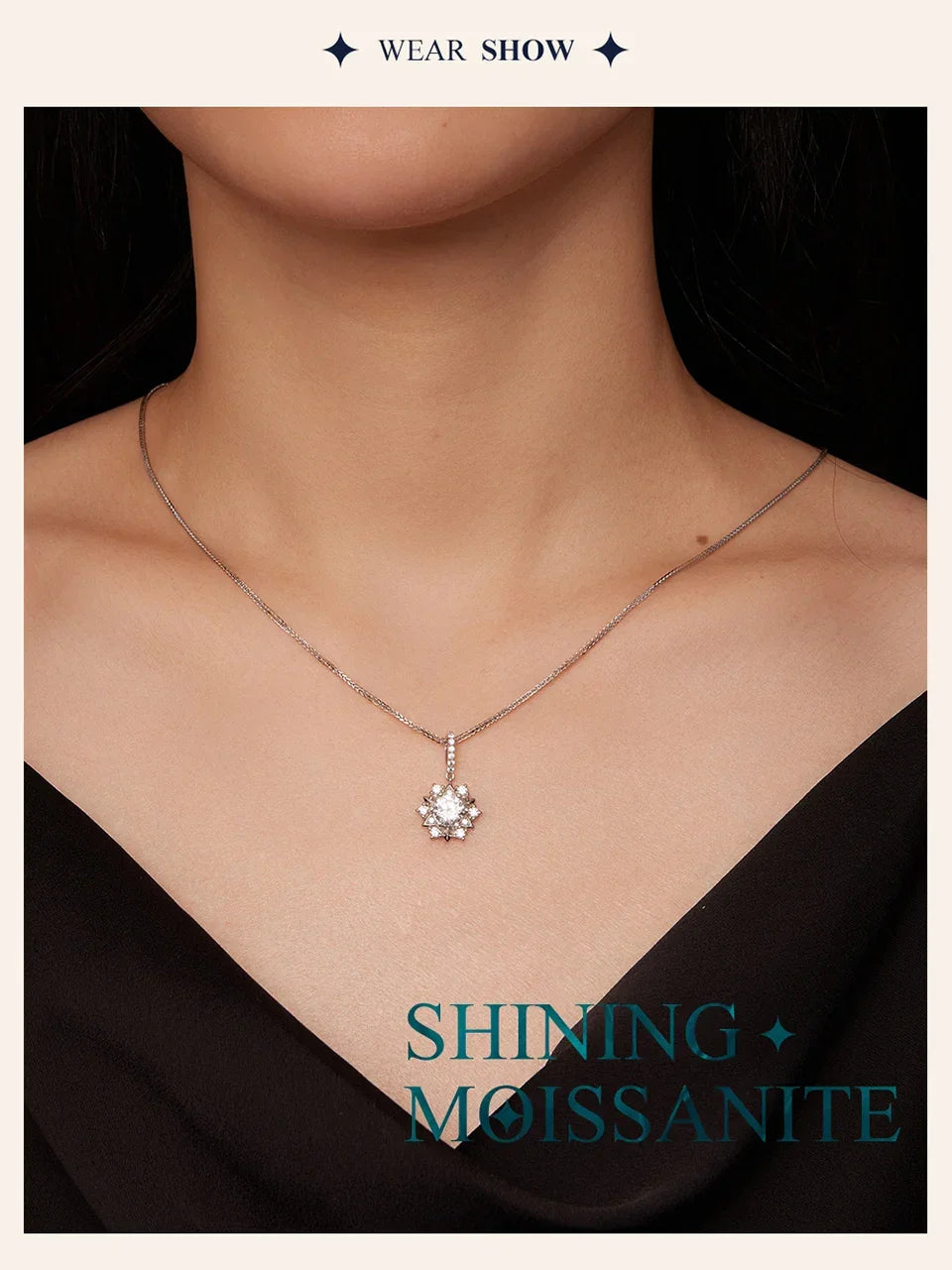 Celestial Sparkle 1ct Moissanite Sterling Silver Star Pendant Necklace