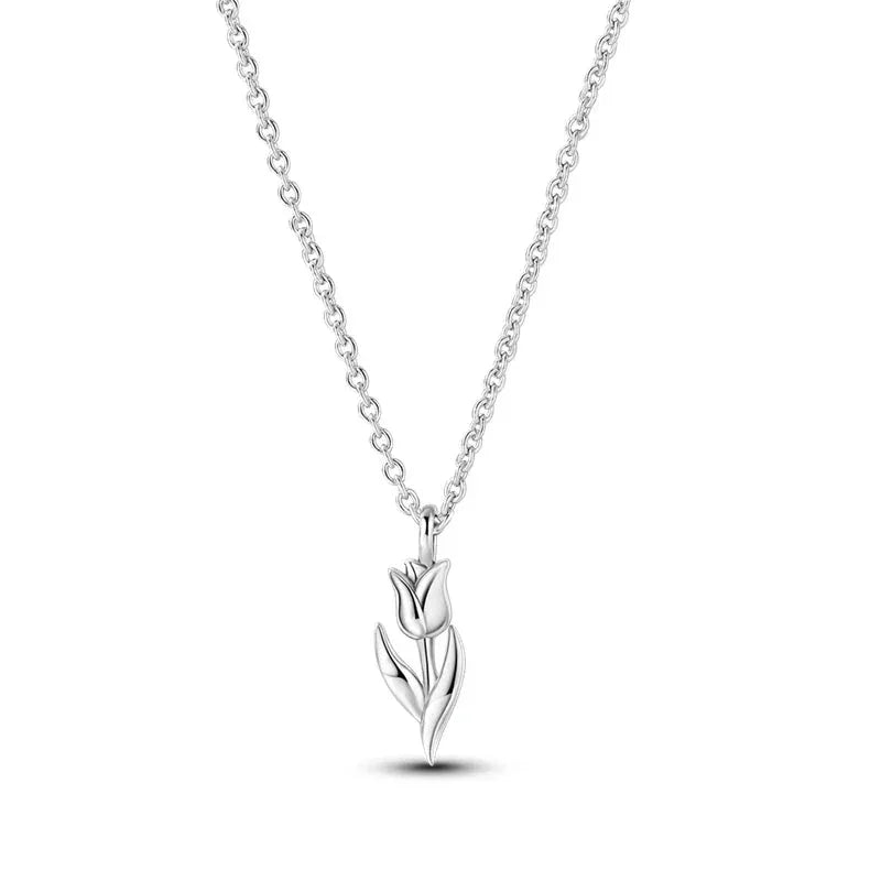 Delicate Tulip Sterling Silver Pendant Necklace