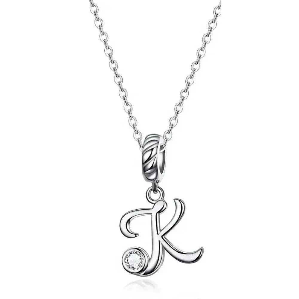 Chic And Timeless 925 Sterling Silver Initial Pendant Necklace | Platinum Plated Vintage Letter A To Z | Women'S Fine Jewelry