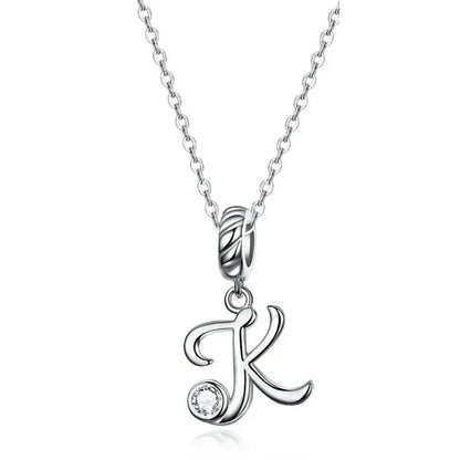Chic And Timeless 925 Sterling Silver Initial Pendant Necklace | Platinum Plated Vintage Letter A To Z | Women'S Fine Jewelry
