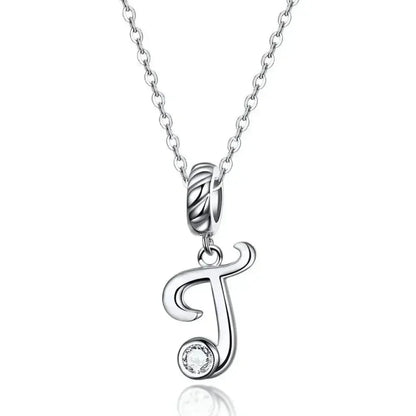 Chic And Timeless 925 Sterling Silver Initial Pendant Necklace | Platinum Plated Vintage Letter A To Z | Women'S Fine Jewelry