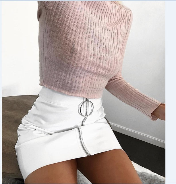 Zip Gloss Mini Skirt
