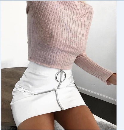 Zip Gloss Mini Skirt