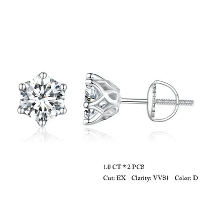 Radiant Moissanite Stud Earrings | D Color Round Cut 925 Silver, Gold Plated