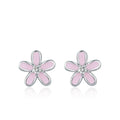 925 Sterling Silver Colorful Enamel Flower Stud Earrings - Minimalist & Cute