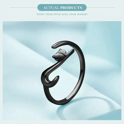 925 Sterling Silver Adjustable Cat Tail Ring