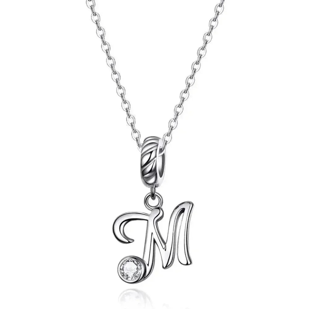 Chic And Timeless 925 Sterling Silver Initial Pendant Necklace | Platinum Plated Vintage Letter A To Z | Women'S Fine Jewelry