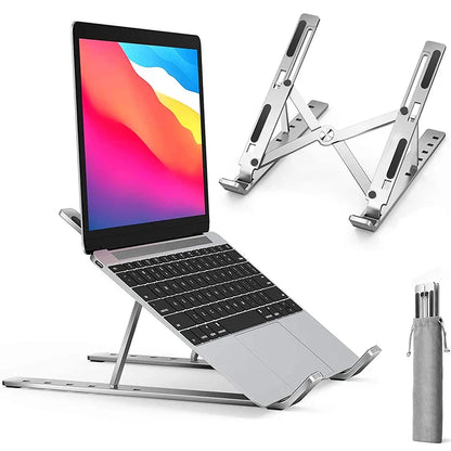 Aluminum Alloy Laptop Stand — Adjustable, Foldable & Non-Slip Cooling Holder