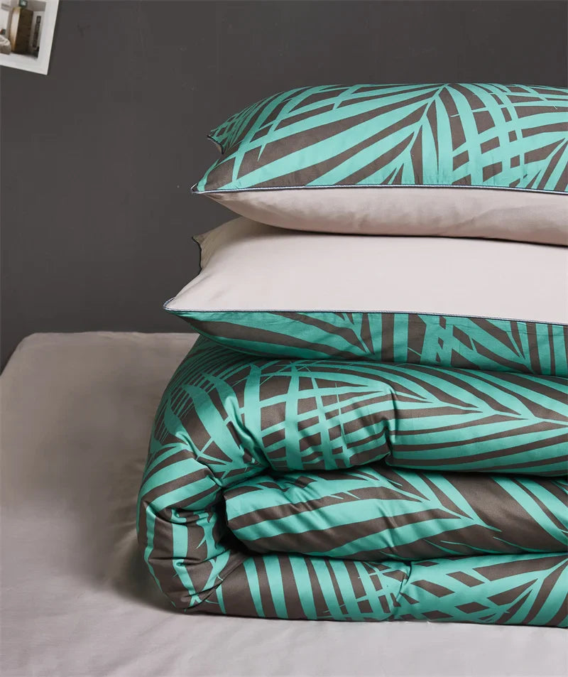 Eden 600 TC Floral Cotton Duvet Set - Green/Brown