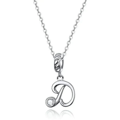 Chic And Timeless 925 Sterling Silver Initial Pendant Necklace | Platinum Plated Vintage Letter A To Z | Women'S Fine Jewelry