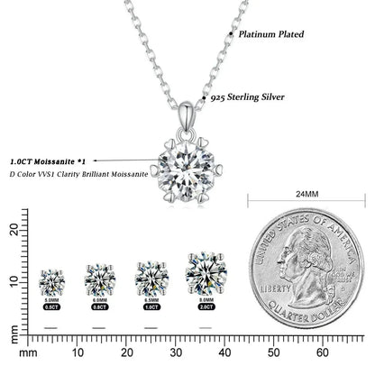 Stunning 1 Carat Moissanite Pendant Necklace | 925 Sterling Silver | Wedding & Bridal Fine Jewelry
