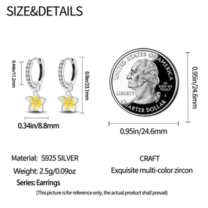 Tropical Paradise Plumeria Sterling Silver Hoop Earrings