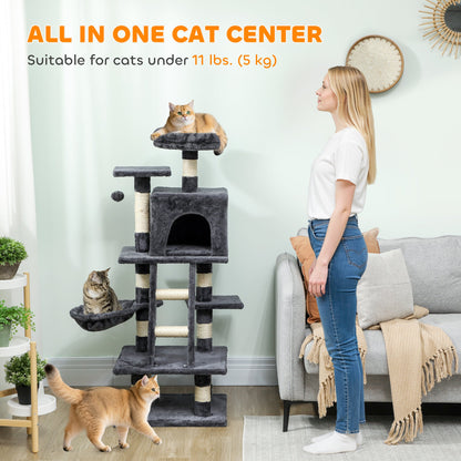 52 Inch Large Cat Tree for Indoor Cats, Dark Grey