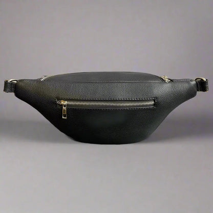 Sheep Leather Waist Bag with Patterned Strap