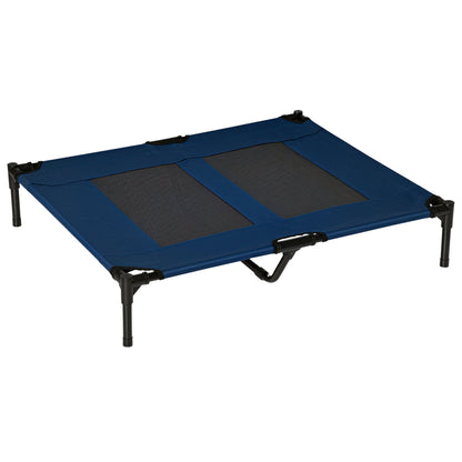 Elevated Dog Bed, Raised Dog Cot for M Sized Dogs, Indoor & Outdoor, 30" x 24" x 7", Blue