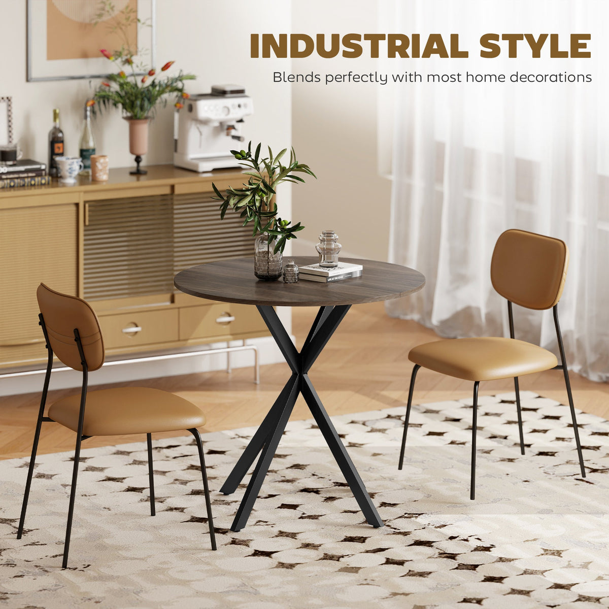 31.5" Industrial Round Dining Table - White Oak
