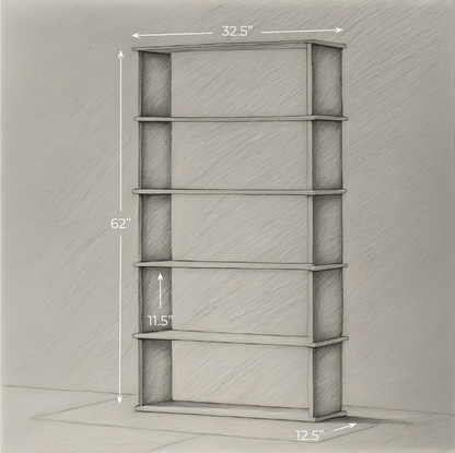 5 shelf bookcase in walnut