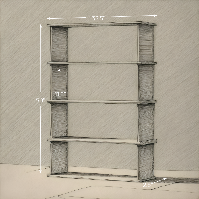 4 shelf bookcase in walnut