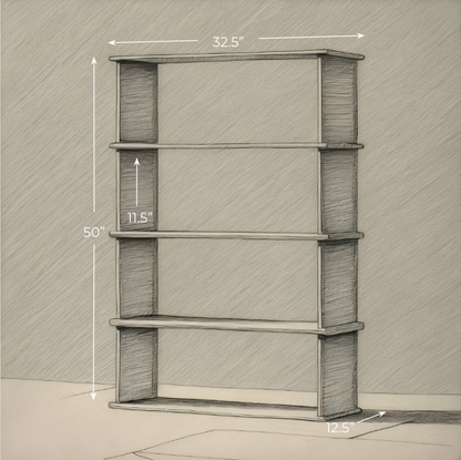 4 shelf bookcase in white oak