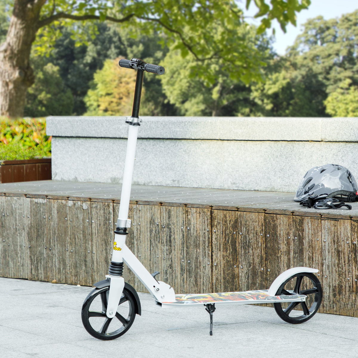 Kick Scooter for Kids Ages 6-12 with Adjustable Height, Rear-Fender Brake, 200mm Big Wheel, Foldable Design, Green
