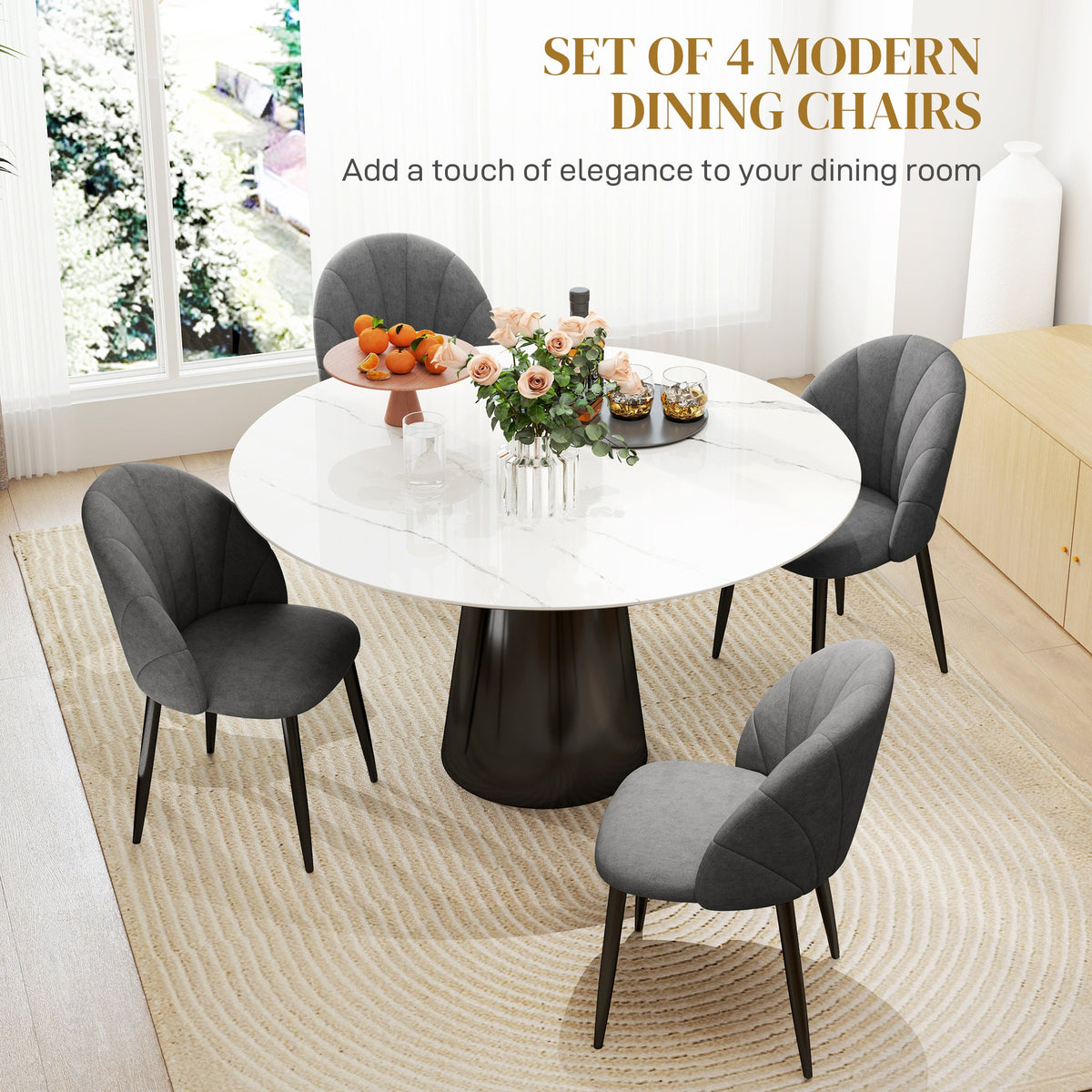 Skylar Modern Dining Chairs Set of 4-Dark Grey