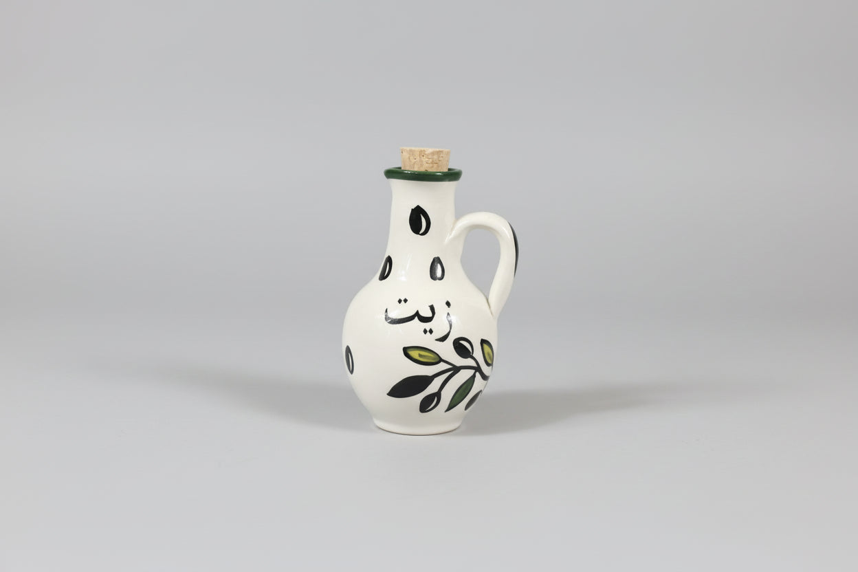 Ceramic Oil Decanter – "زيت" (Oil) in Arabic | With Cork Lid | Village Pattern