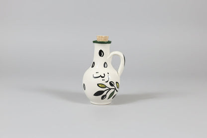 Ceramic Oil Decanter – "زيت" (Oil) in Arabic | With Cork Lid | Village Pattern