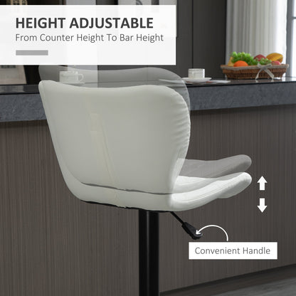 Avion Counter/Barstools with Adjustable Height and Swivel-Set of 2-White