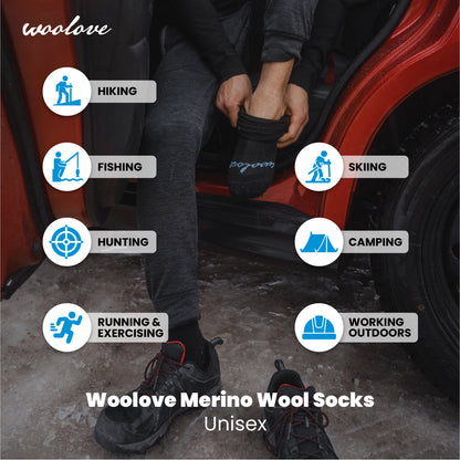 Unisex Merino Wool Premium Base Layer Socks (2 Pack)