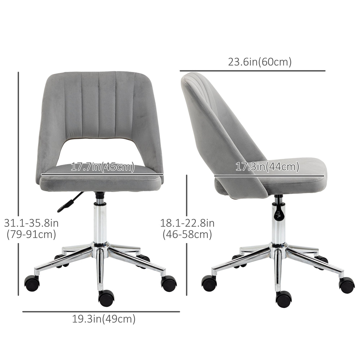 Mid Back Office Chair Velvet Fabric Swivel Scallop Shape Computer Desk Chair, Green