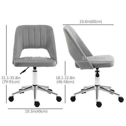Mid Back Office Chair Velvet Fabric Swivel Scallop Shape Computer Desk Chair, Green