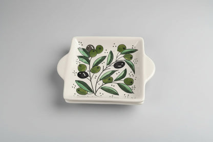 Handcrafted Ceramic Square Plate with Handle