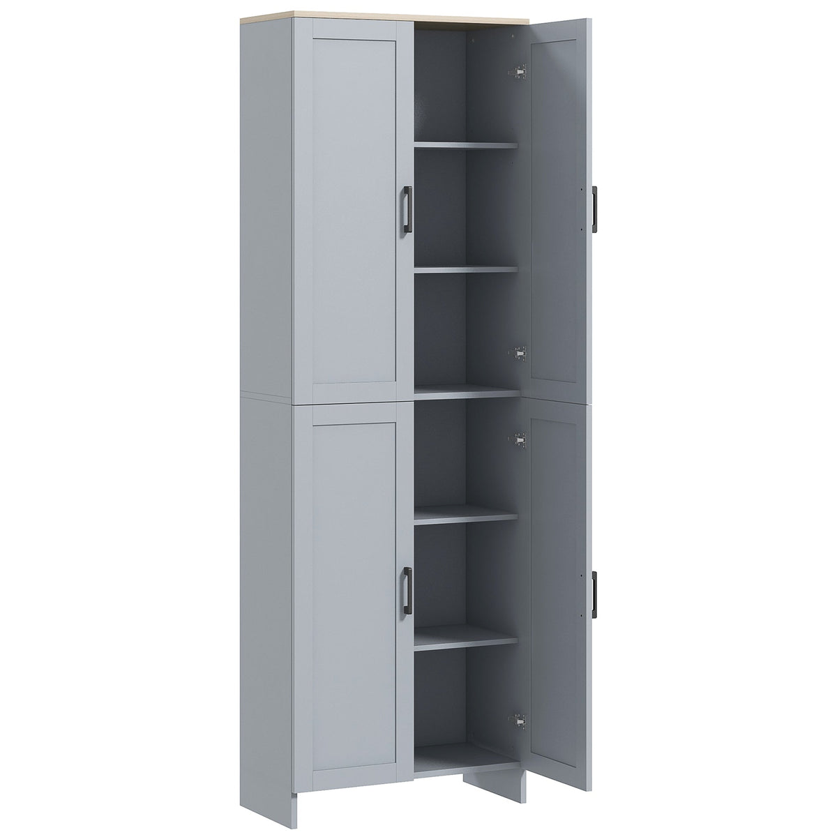 67" 4-Door Kitchen Pantry Cabinet, Freestanding Storage Cabinet Cupboard with Adjustable Shelves, Black