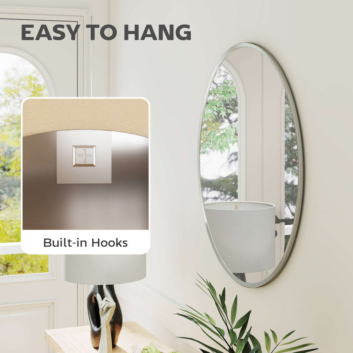 24" Decorative Wall Mirror for Bedroom Living Room, Modern Round Bathroom Mirror for Home Decor, Black