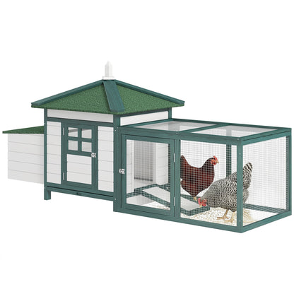 77" Chicken Coop Hen House Rabbit Hutch Poultry Cage Pen Outdoor Backyard with Nesting Box Run Natural